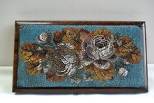 Antique Beadwork Folding Stool, Floral Design, Rosewood, A/F Still Beautiful