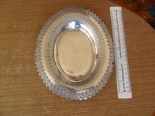 Vintage Silver Oval Shaped Decorative Ornate Tray Dish Ornament