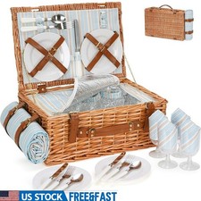 Wicker Picnic Basket Set W/