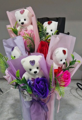 Rose flower teddy bear - teddy, bouquet