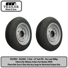 Ifor Williams P0878 Type Trailer Wheel and Tyre 155/70R12C 5 x 6.5 Inch PCD x 2