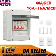 5 Way Garage IP65 Weatherproof Consumer Unit Enclosure 40A 30mA RCD MCB Fuse Box