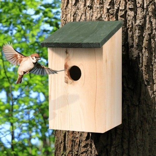 Wooden bird nesting box - wooden,