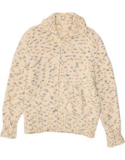 VINTAGE Womens Cardigan Sweater UK 14 Medium Beige Flecked Wool CH24