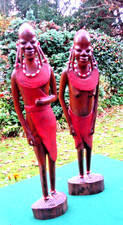 African Pair Of Large Wooden