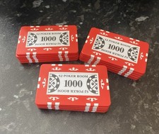 15 x SJ Poker Room Red Square Poker Chips - 1000