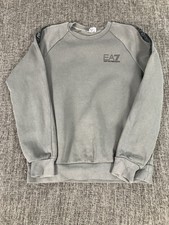 Emporio Armani EA7 Vintage-Wash Sweatshirt M Grey Crew Neck Streetwear Casual