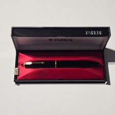 Parker 14k Nib Fountain Pen Black and Gold Black Ink Working Pen with Box