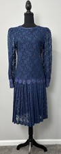 Antique 1920s Day Dress S Blue