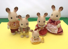 SYLVANIAN FAMILIES CHOCOLATE RABBIT FAMILY BUNDLE OF 5 FIGURES WITH BABY