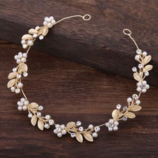 Vine Gold Headdress Wedding Gown Accessories Pearl Bridal Headpiece Crystal Hair