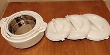 Set of 3 thermal insulated hotpot containers stainless steel and plastic, NEW