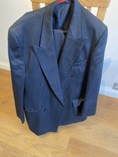 Men's Dark Blue Double-Breasted Suit Classic Fit, 44”reg Jacket, 38” Trousers 