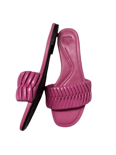 Zara hot pink braided slide - zara,