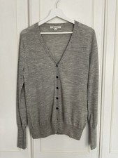 Deane & White Merino Wool Cardigan Womens Size UK 14 Grey Marl Soft Knit *Flaw