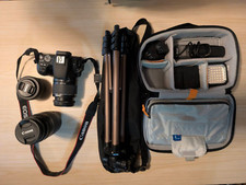 Canon EOS 200D Camera Kit 18-55 50mm 75-300 Tripod Remote Mic Bag + Extras