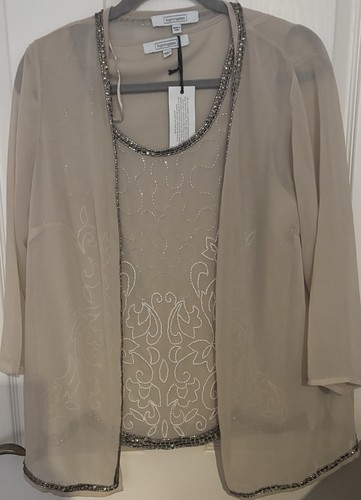 Nightingales beige 2pc beaded - nightingales,