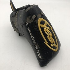 Yes C-Groove E Leather Bladed Putter Golf Headcover Black Yellow Fast Postage.