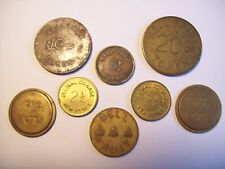 x8 vintage BELL FRUIT Various Slot Machine Tokens :  20p,10p,6d (2 1/2p), B.F.S.