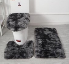 3PC/SET Microfiber Bathroom Rug Non-Slip Bath Mat Fluffy Plush Toilet Seat Cover