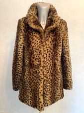 Ladies Faux Fur Coat Size 8 Petite Like a Size 6 See Size Leopard Print New Look