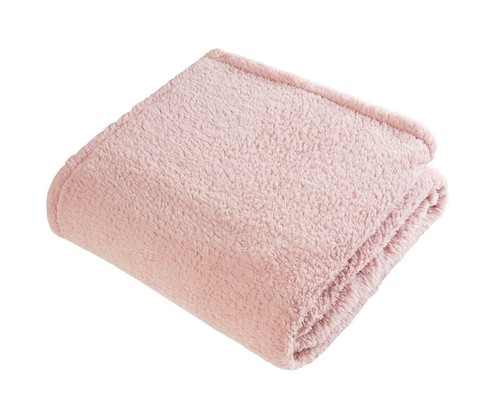 Teddy fleece throw blush - teddy, pink