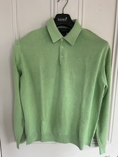 Quality Brooks Brothers Pale Green  Size L 70% Silk 30% Cot Long Sleeve Polo Top