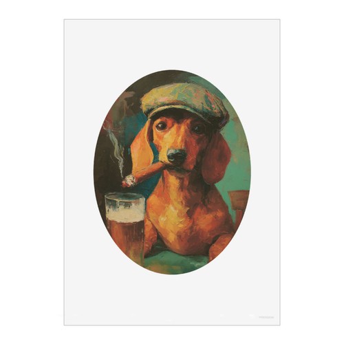 Pub dachshund unframed wall - 'pub,
