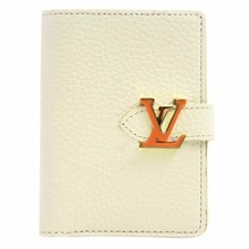 Louis Vuitton Wallet Women's Vertical Compact Bi-fold Taurillon Leather White M1