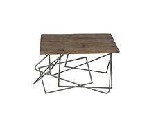 Rustic Industrial Style Geometric Metal Base Design Railway Sleeper Coffee Table