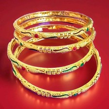 Indian Pakistani Fancy Gold Plated Bangles Size 2.6