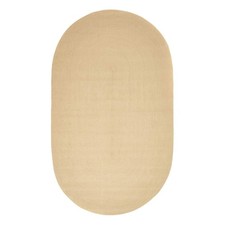 Handmade Braided Oval Cotton Rug 50x80cm Light Brown Reversible Linen Mat