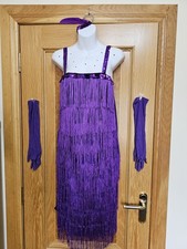 Brand New Ladies Roaring 20' s Purple Flapper Dress + Accessories.  Size 18/20.