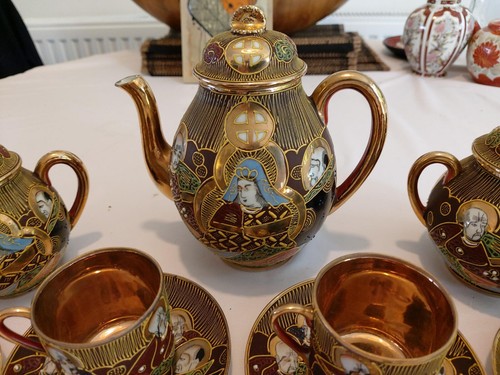 Japanese satsuma tea set - japanese,