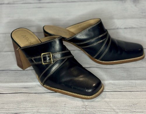 Markon black leather - black, slip-on