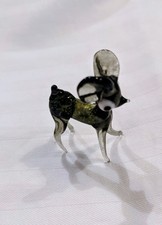 Vintage hand blown blue deer figurine mid century 4 1/2"  miniature