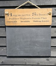 RUSTIC HARRY POTTER CHALKBOARD HANGING SIGN 40CM X 42CM HOGWARTS SCHOOL