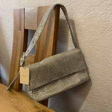 Primark Women's Silver Beaded Clutch Handbag New With Tags