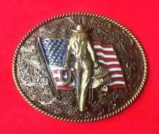 AMERICAN COWBOY RANCHER WILDWEST WESTERN RODEO FLAG FANCY DRESS BELT BUCKLE 