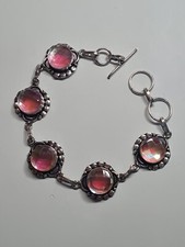 Rainbow fire topaz 925 Silver gemstone Bracelet Lovely silver work. SPARKLY 1097