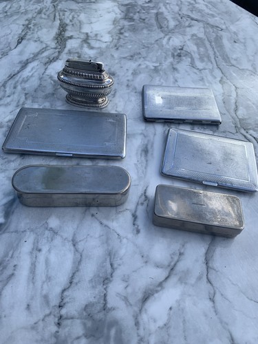 Vintage silver plate cigarette - silver,