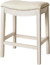 Maven Lane Adrien 79cm Bar Stool White Oak Finish & Natural Colour Fabric Seat