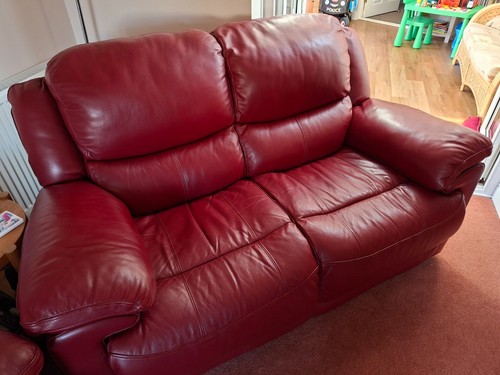 Red leather two - leather, seater