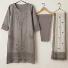 Salwar Kameez Pakistani Indian 3 Piece Sequin Stitched Suit Womens Large Purple