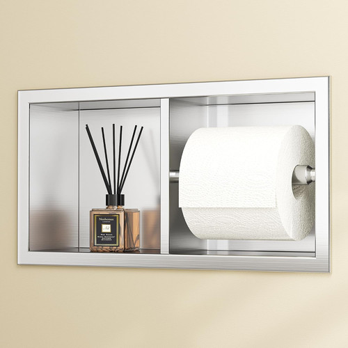 Dual roll recessed toilet - recessed,