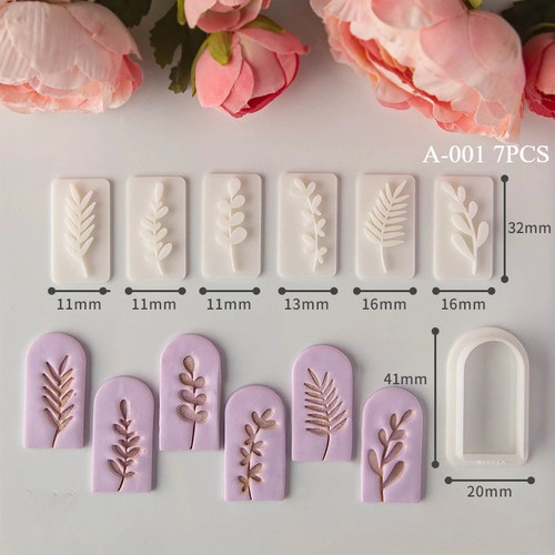 7pcs botanical leaf - 7pcs, clay