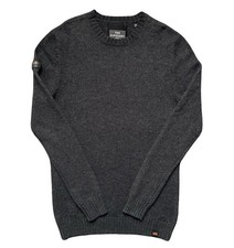 Superdry Arno Jumper Mens Medium Lambswool Blend Grey Wool