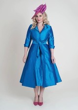BNWT Bombshell by Katya Wildman Grace Kingfisher blue Silk Dupion Dress size 8