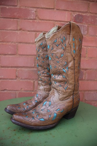 Corral brown leather floral - corral,