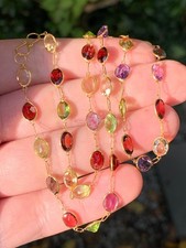 9ct gold multi gem necklace chain